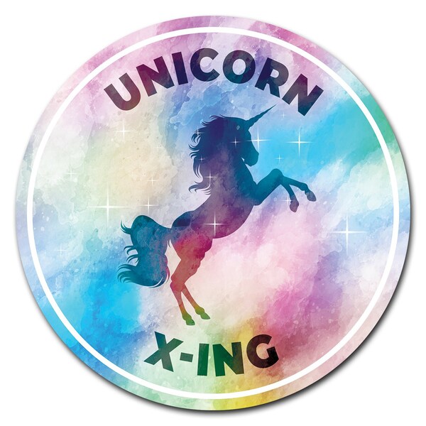 Unicorn Xing Circle Corrugated Plastic Sign
